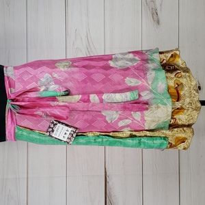Darn Good Yarn Sari Silk Wrap Skirt Tea XL/Plus